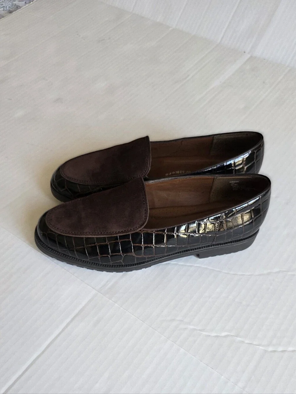 Cloudwalk crocodile-Leather dark brown loafers women smoking slippers Old money